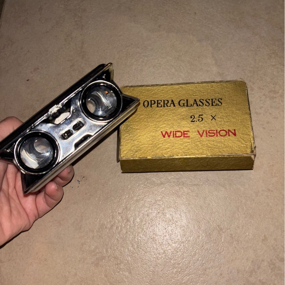 Vintage 2.5X Wide Vision Folding Pocket Opera Glasses Coated Lens